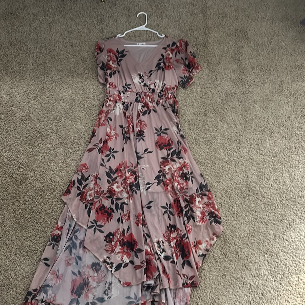 Pink floral print maxi dress